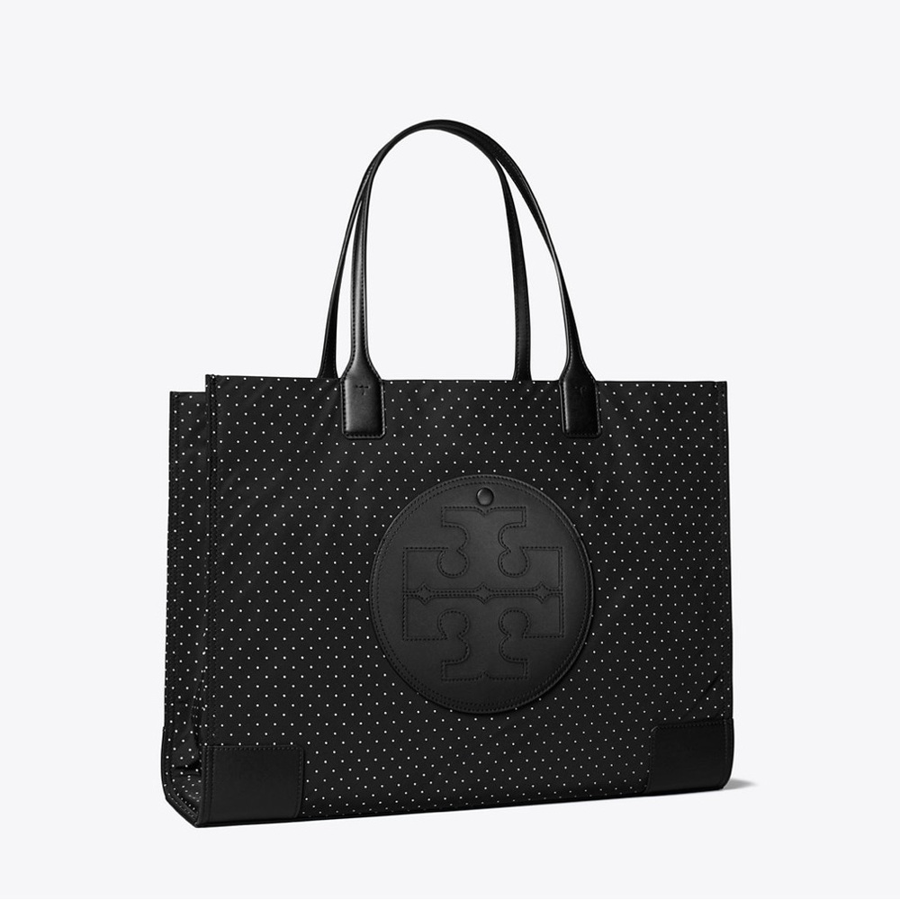 NWT Tory Burch Black and White Polka Dot Ella Tote